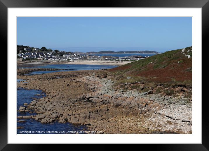 View of the Scilly Isles looking across Porthcress Framed Mounted Print by Antony Robinson