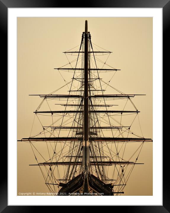 Majestic Sunrise Over the Cutty Sark Framed Mounted Print by Antony Robinson