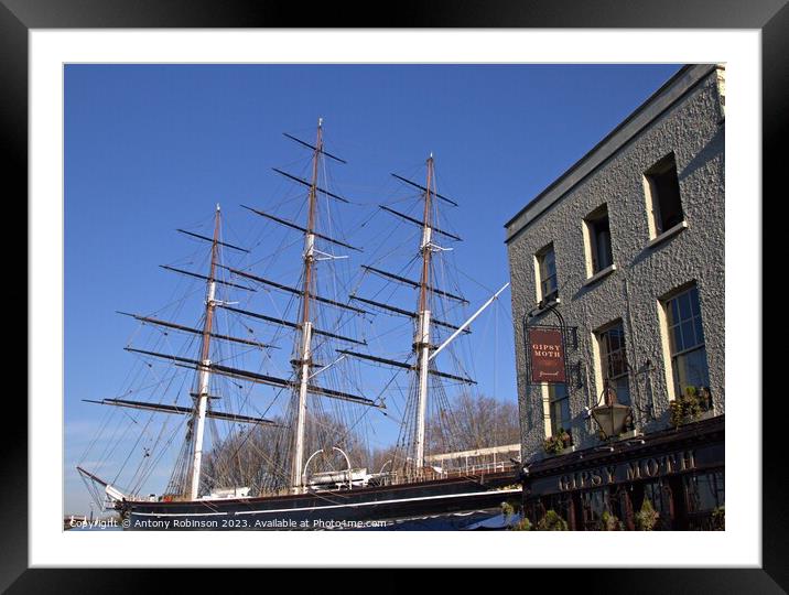 Cutty Sark and Gipsy Moth pub at Grennwich Framed Mounted Print by Antony Robinson