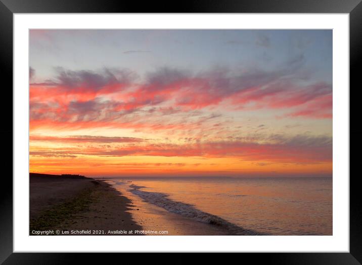 Normandy Sunset Framed Mounted Print by Les Schofield
