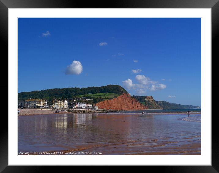 Sidmouth Beach   Framed Mounted Print by Les Schofield