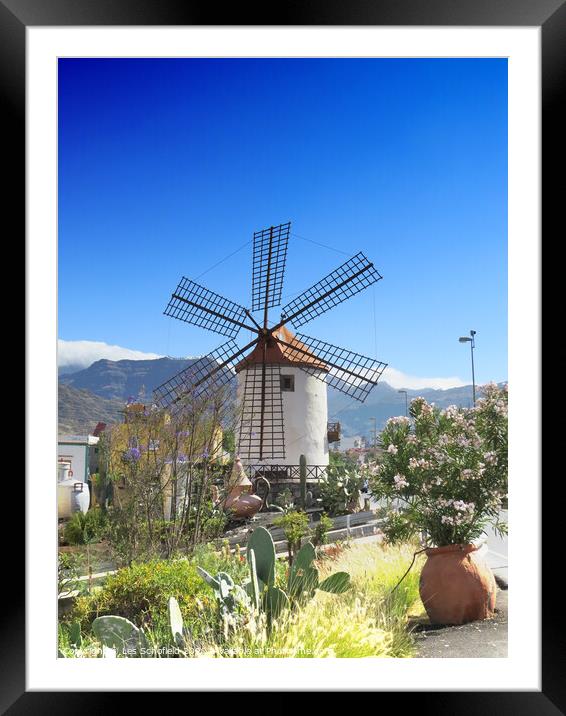 Windmill at Mogan Framed Mounted Print by Les Schofield