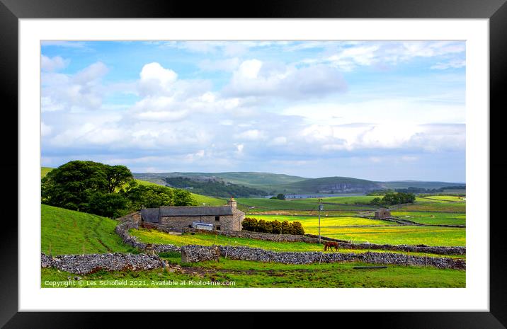 Malham Tarn View  Yorkshire  Framed Mounted Print by Les Schofield