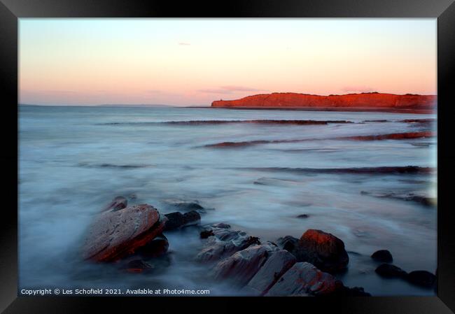 North Coast Somerset Framed Print by Les Schofield