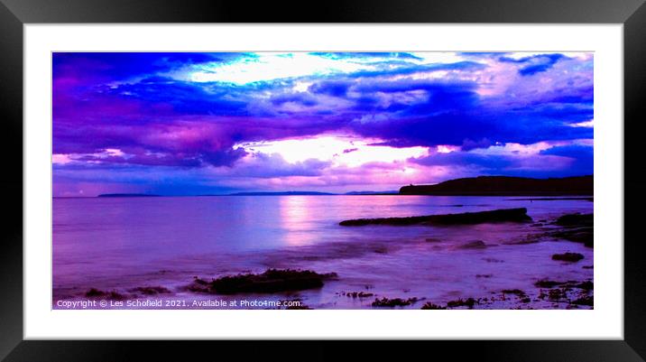 Majestic Sunset over Kilve Framed Mounted Print by Les Schofield