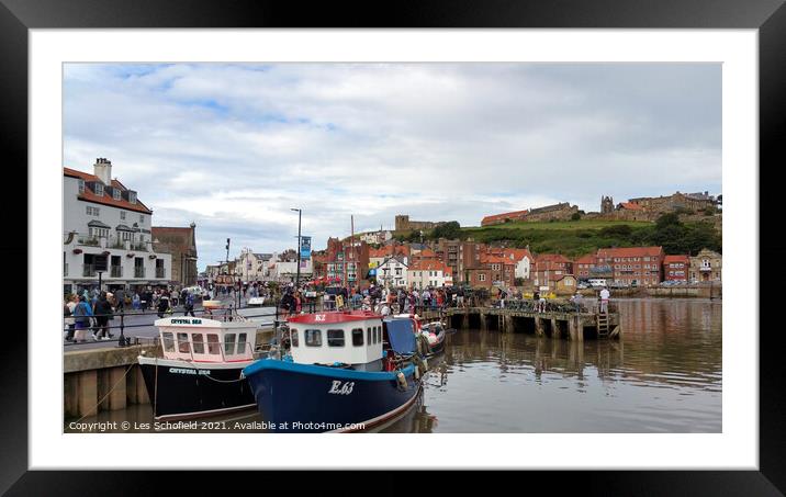 Whitby Fishing Port Yorkshire Framed Mounted Print by Les Schofield