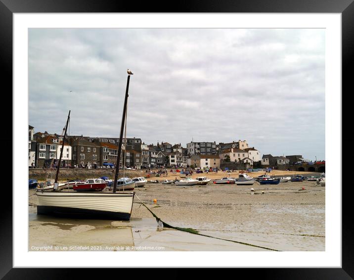 Boats at St Ives Framed Mounted Print by Les Schofield