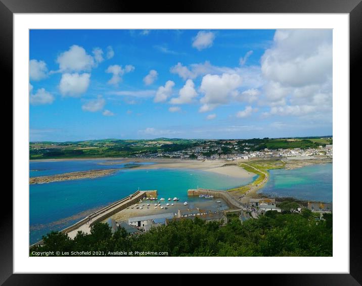 Majestic View of St Michaels Mount Framed Mounted Print by Les Schofield