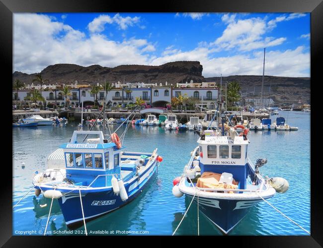 Fishing Boats in Mogan Gran Canaria Framed Print by Les Schofield