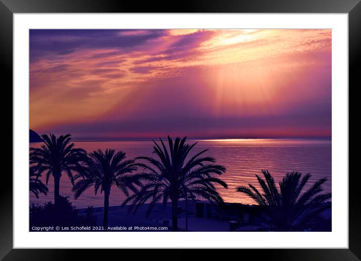 Sunset In Cala Bona Majorca Mallorca Framed Mounted Print by Les Schofield