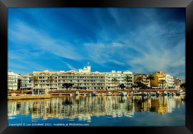 Discover the Majestic Beauty of Cala Bona Harbour Framed Print by Les Schofield