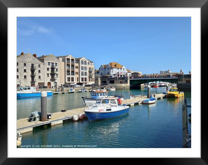 Weymouth Harbour Framed Mounted Print by Les Schofield