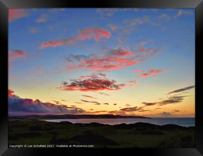 Cornish Sunset Framed Print by Les Schofield