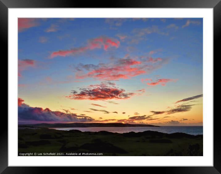 Cornish Sunset Framed Mounted Print by Les Schofield
