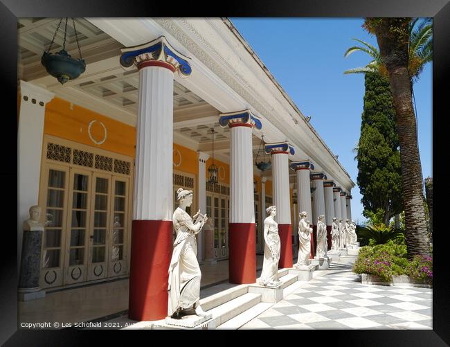 The Mythical Palace of Sisi Corfu Framed Print by Les Schofield