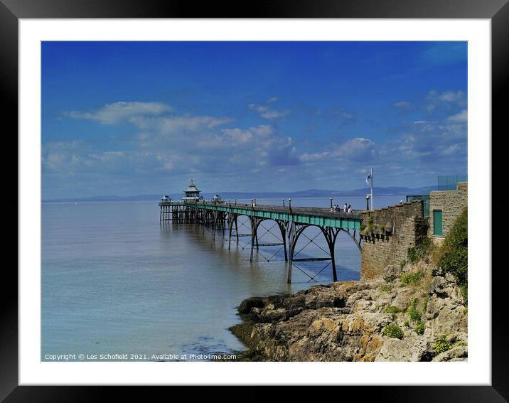 Golden Twilight at Clevedon Pier Framed Mounted Print by Les Schofield