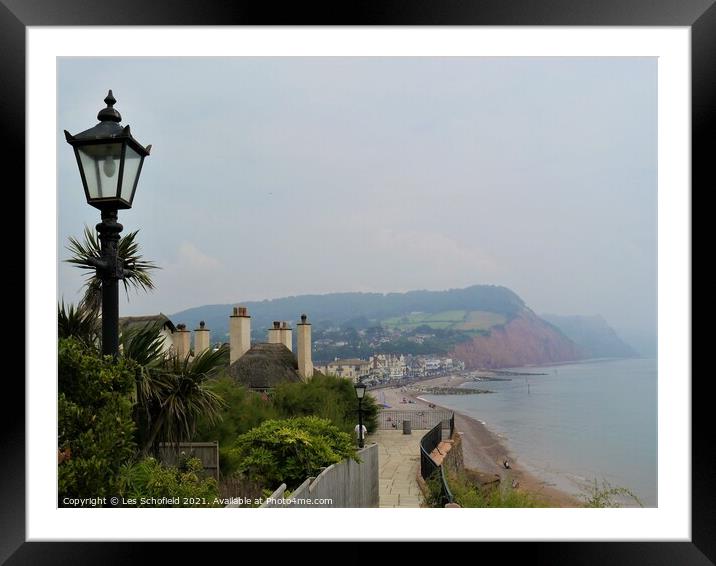 Majestic View of Sidmouth Town Framed Mounted Print by Les Schofield