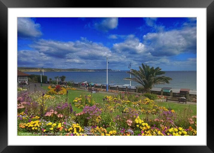 A Floral Haven Overlooking Weymouth Bay Framed Mounted Print by Les Schofield