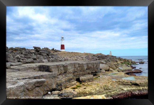 Portland Bill Dorset Framed Print by Les Schofield