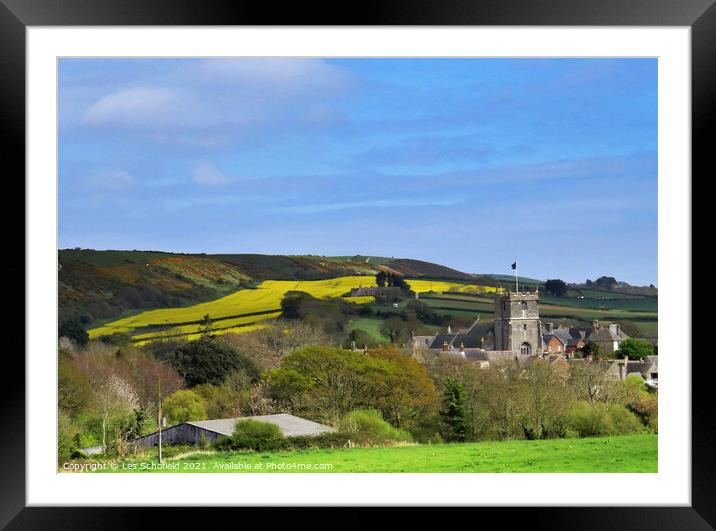 Corfe Village dorset  Framed Mounted Print by Les Schofield