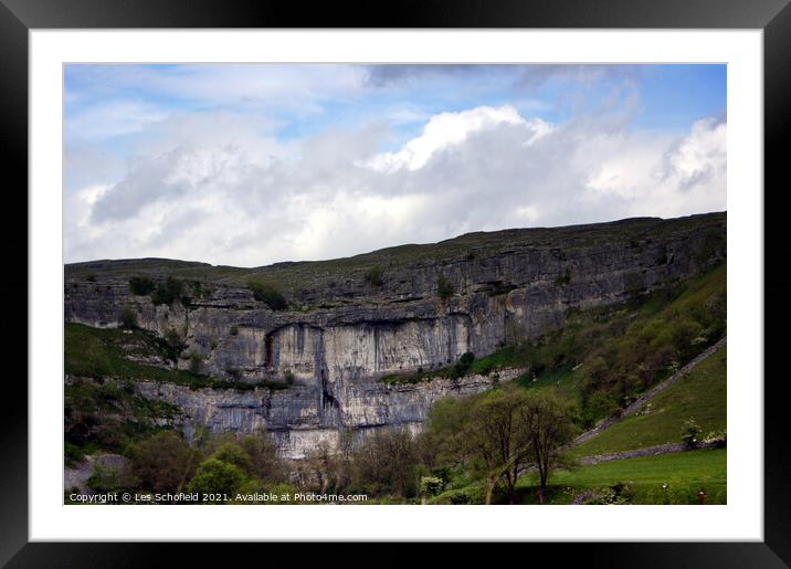 Malham Cove Yorkshire Framed Mounted Print by Les Schofield