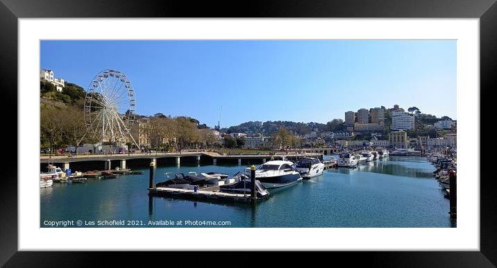 Torquay Harbour Framed Mounted Print by Les Schofield
