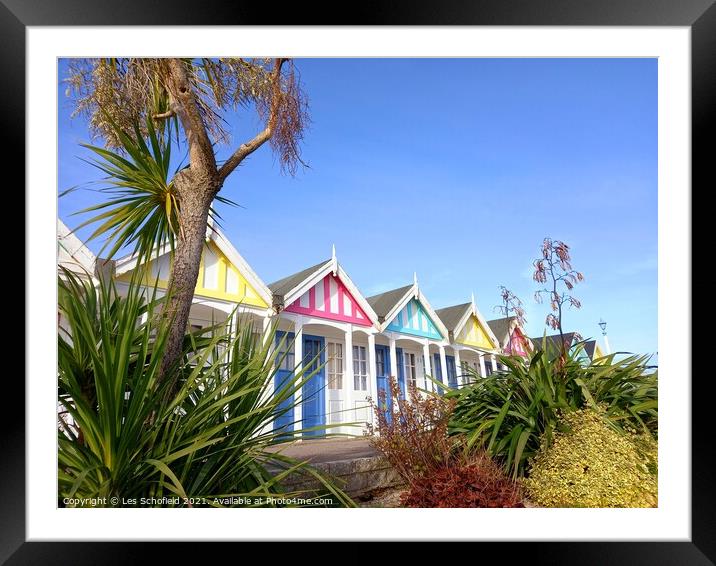 Colourful Beachfront Haven Framed Mounted Print by Les Schofield