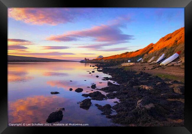 A Stunning Sunset Scene in Dorset Framed Print by Les Schofield