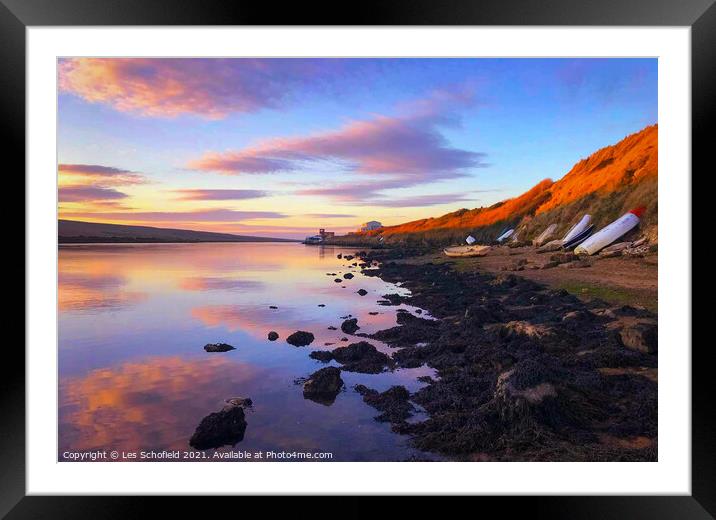 A Stunning Sunset Scene in Dorset Framed Mounted Print by Les Schofield