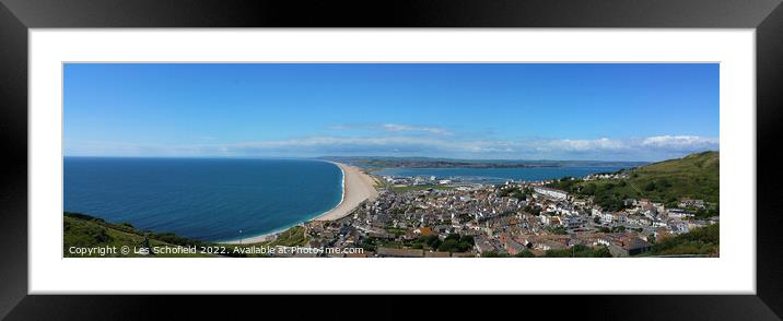 Weymouth and Chesil Beach From Portland Framed Mounted Print by Les Schofield