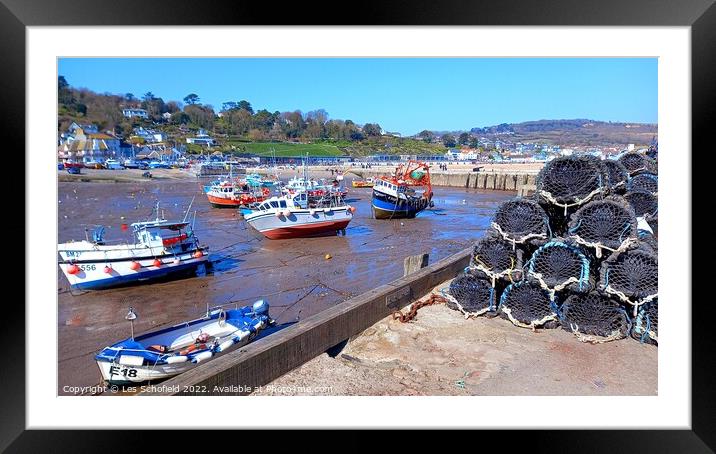 Lyme Regis Harbour dorset  Framed Mounted Print by Les Schofield