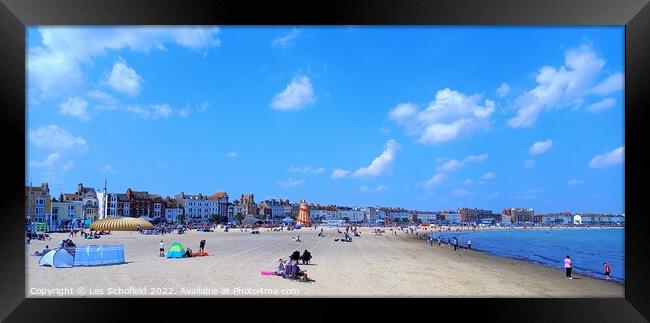 Weymouth beach Dorset  Framed Print by Les Schofield