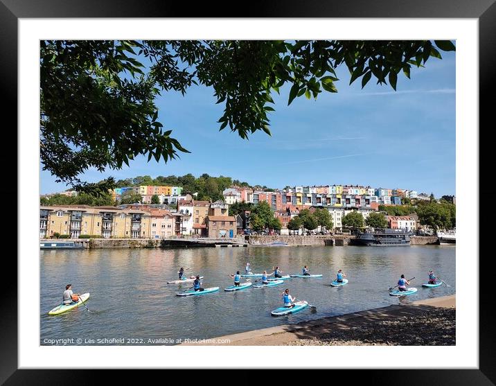Paddle boards in Bristol harbour  Framed Mounted Print by Les Schofield