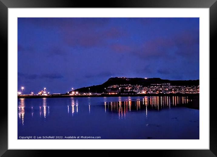 Portland Bill  Harbour at night  Framed Mounted Print by Les Schofield