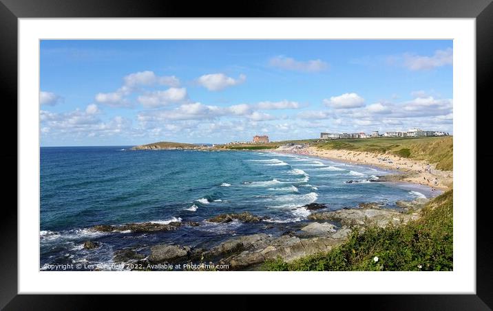 Fisteral . Beach  Cornwall  Framed Mounted Print by Les Schofield