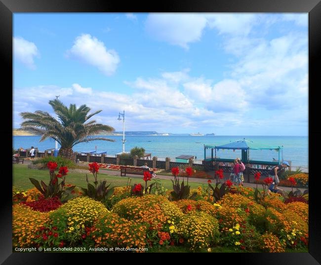 Stunning Weymouth Bay Panorama Framed Print by Les Schofield