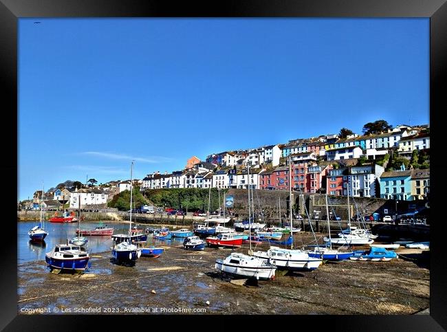 Vibrant Brixham Harbour Framed Print by Les Schofield