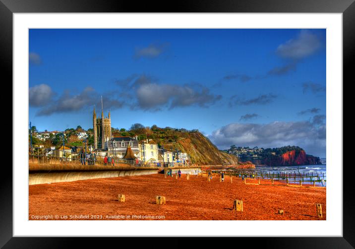 Tranquil Teignmouth Bay Framed Mounted Print by Les Schofield