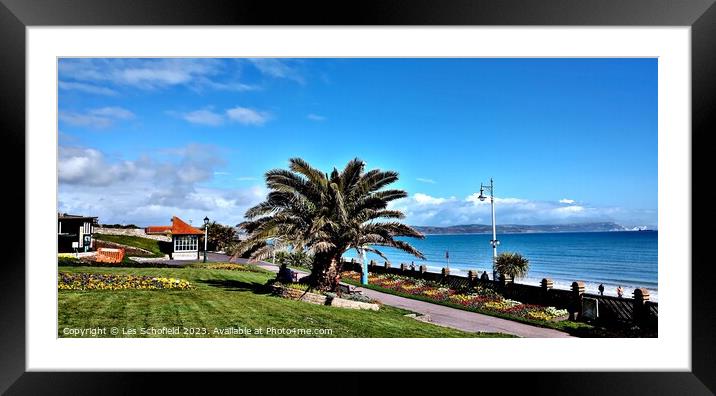 Serene Weymouth Bay Framed Mounted Print by Les Schofield