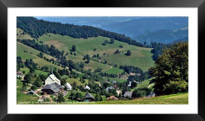 A View of a village in the Black Forest Germany Framed Mounted Print by Les Schofield