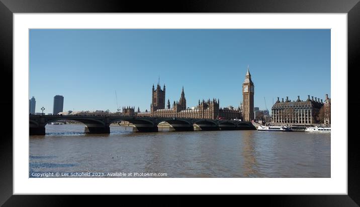 Iconic London Landmarks at Dusk Framed Mounted Print by Les Schofield