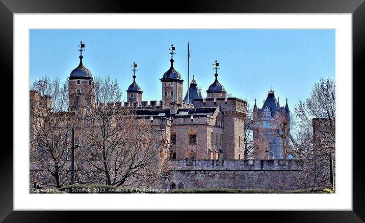 Majestic White Tower of London Framed Mounted Print by Les Schofield