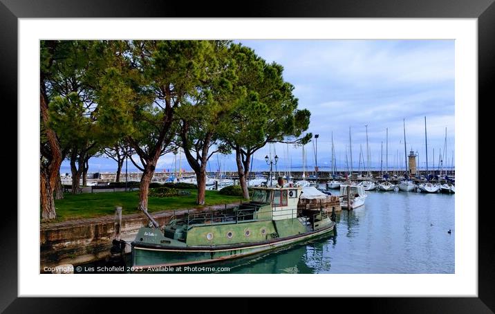 Serene Sunrise Over Lake Garda Framed Mounted Print by Les Schofield