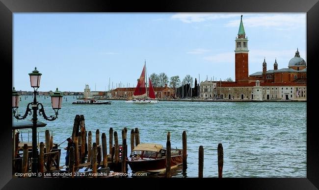 Majestic Venice Island Landscape Framed Print by Les Schofield