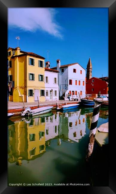 Reflections of Venice  Framed Print by Les Schofield