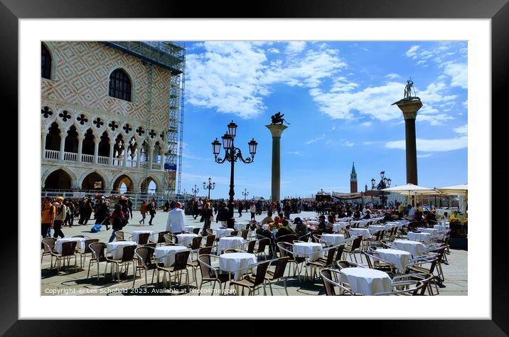 St mark's Square Venice  Framed Mounted Print by Les Schofield