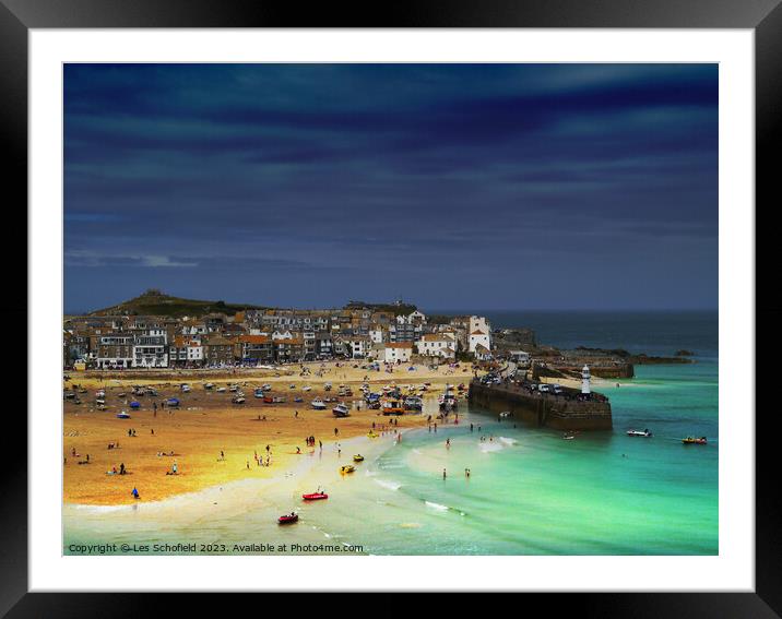 Storm over St Ives Cornwall Framed Mounted Print by Les Schofield