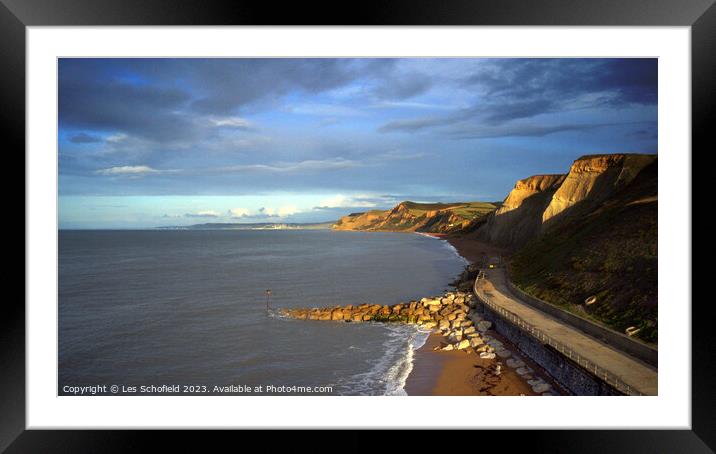 Dawn at Westbay and the Jurassic Coast Framed Mounted Print by Les Schofield