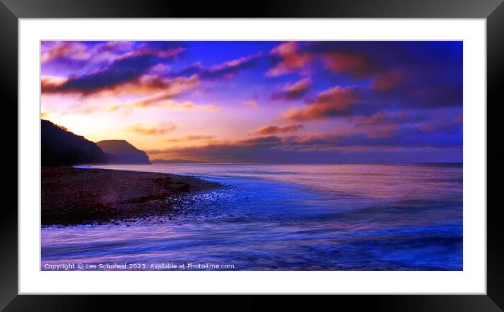 Jurassic coast Sunrise Framed Mounted Print by Les Schofield