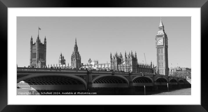 Westminster Bridge and Big Ben Framed Mounted Print by Les Schofield